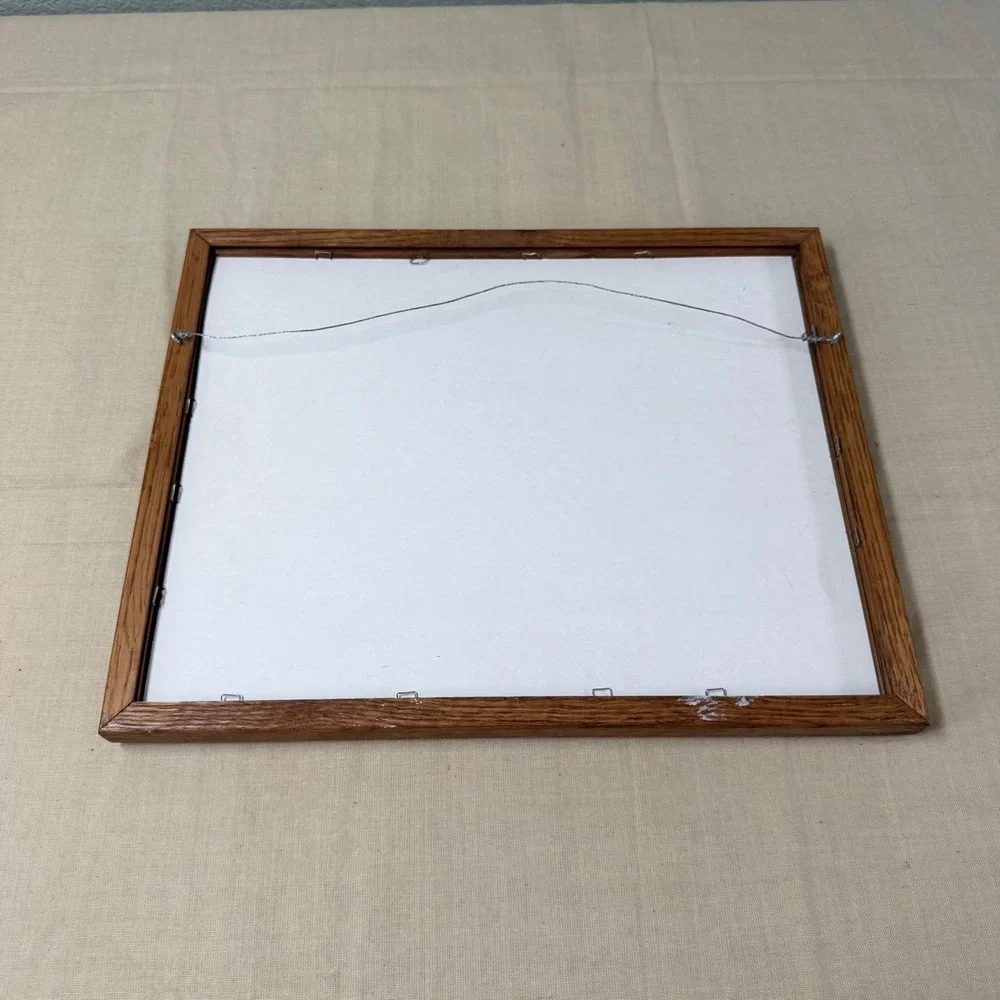 Vintage Oak Wood Picture Frame Ornate Scroll Corner Detail 12x15 Landscape
